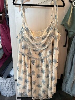 Cider Cream Mini Dress with Blue Floral Print